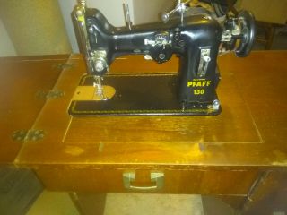 Antique Vintage Pfaff 130 Sewing Machine In Cabinet Accessory