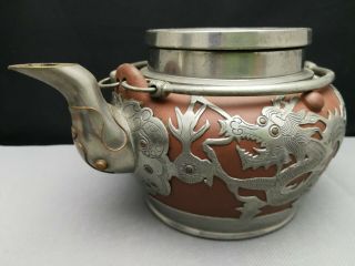 Quality Rare 20th antique Old Chinese YiXing /Yi Xing Dragon teapot - Marked 2