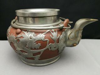 Quality Rare 20th antique Old Chinese YiXing /Yi Xing Dragon teapot - Marked 3