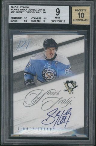 2010 - 11 Zenith Sidney Crosby Yours Truly Autograph Auto Penguins Bgs 9/10