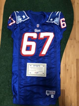 1999 England Patriots Home Game Issued Jersey 67 James Anderson