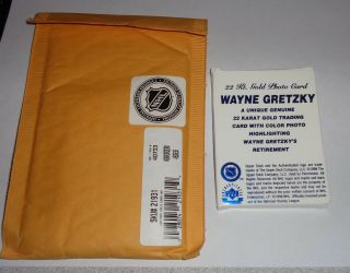 11 - 1999 Upper Deck Wayne Gretzky “Hall of Fame” 22 Kt.  Gold Photo Card w 3