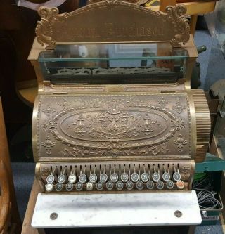Antique Ncr Brass National Cash Register Model 349 Dolphin Marquee 1912