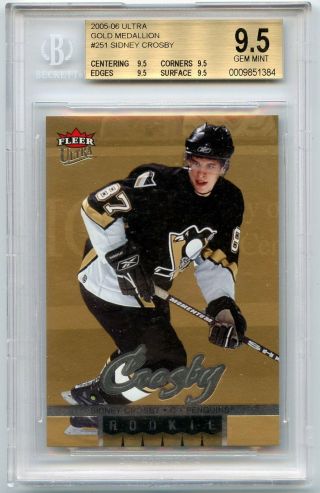 2005 - 06 Ultra Sidney Crosby 251 Rookie Gold Medallion Bgs 9.  5 Quad 9.  5 Subs