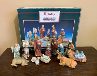 12 Piece Vintage Porcelain Nativity Scene " Holiday Gatherings "