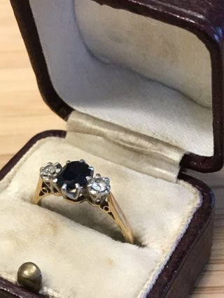 Designer Boodles And Dunthorpe Antique 3 Stone Sapphire And Diamond Ring.