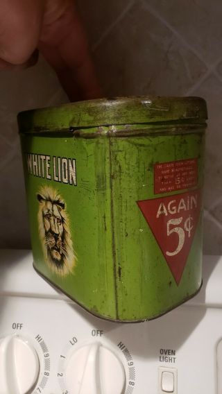 Advertising White Lion Cigar Tobacco Tin Canister (1930’s) 2