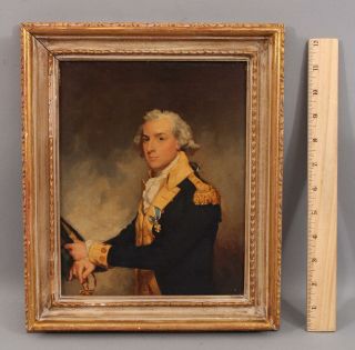 Antique,  Adrian Lamb,  Portrait Oil Painting Revolutionary War General Clarkson