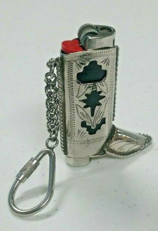 Awesome Alpaca Boot Lighter Case For Small Bic Keychain Mexican Handcraft
