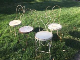 4 Vintage L&b Product Corp.  Ice Cream Parlor Chairs Twisted Heart Back