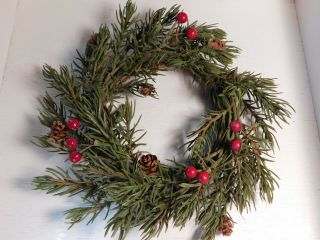 Small Vintage Christmas Holiday Decor Faux Wreath