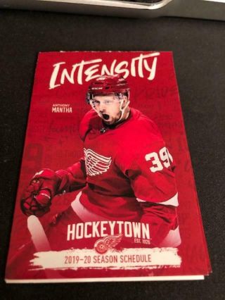 2019 - 20 Detroit Red Wings Hockey Pocket Schedule Intensity Verson Anthony Mantha