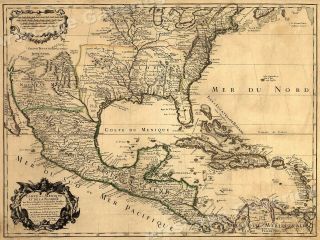 1700s World Spanish Colonies Old Map - 20x28