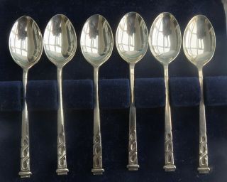 Fine Set Of 6 English Silver Demitasse Spoons By Liberty & Co C.  1947