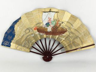 Vintage Hand - Painted Japanese ‘Maiogi’ Folding Dance Fan & Paulownia Box: Feb18E 2