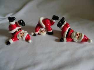 Vintage Christmas Fitz And Floyd 1976 Japan Tumbling Santa Clause Set Of 3