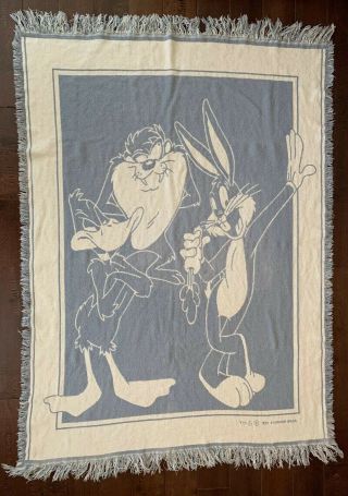 Vintage Warner Bros Blanket Bugs Bunny Taz Daffy Looney Tunes Tapestry Throw