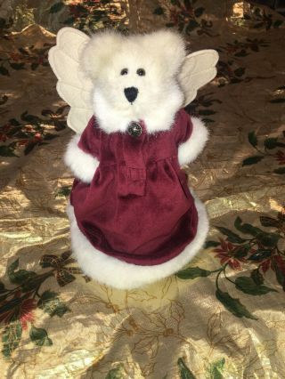 Vintage Boyds Bear Angel Christmas Tree Topper Red Velvet Fur Holly Beary Teddy