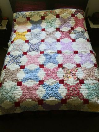 Antique Full Size Scrap Quilt Made From 100 