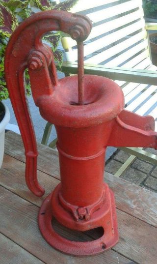 Vintage Antique Red Cast Iron Hand Water Kitchen Pump Home Decor
