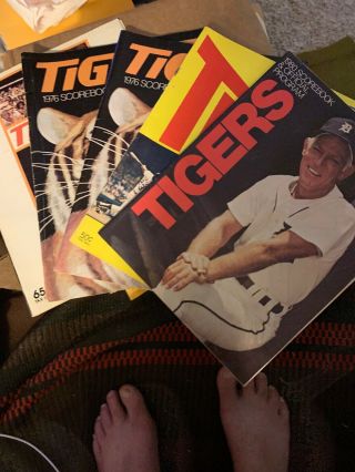 Detroit Tigers Scorebooks.  1975 - 76 - 77 - 80.  Yankees - Boston - Mariners - Indians - A’s