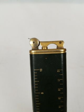 Vintage French 12 " Ruler Petrol Lighter,  Leather Desk Piece