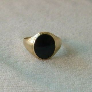 Antique 14k Yellow Gold Black Onyx Ring 3.  5 Grams Size 8