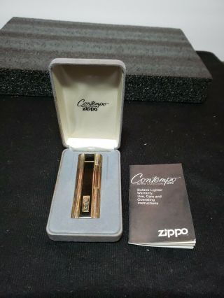 Vintage Zippo Contempo Japan Butane Lighter Goldtone