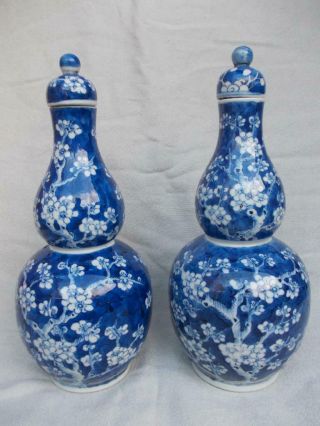 Matched Early 19th Century Chinese Porcelain Prunus Blossom Gourd Vases