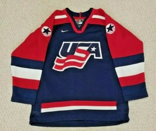 Vintage Olympic Usa Hockey Team Nike Jersey Blue/red/white 90s World Cup Away