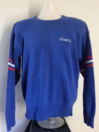 Vtg 80s Early 90s Cliff Engle York Giants Sweater L Blue Nfl Pro Line