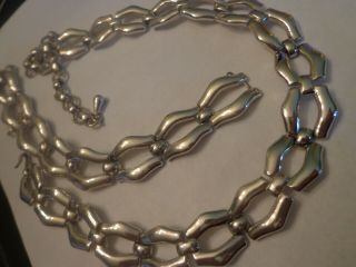 Vtg Monet Signed Silver Tone Demi Parure Necklace Bracelet Set