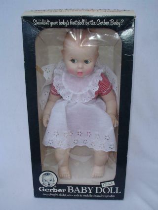 1979 Vintage Gerber Baby Doll 17 " Red White Gingham 50th Anniversary Moving Eyes