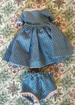 Vintage 8 " Tiny Betsy Mccall Doll Dress Outfit Blue White Polka Pet Smoke