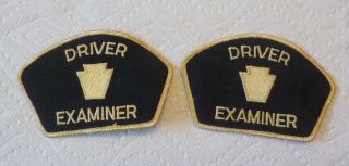 Rare Vintage Pair Shoulder Hat Patches Penndot Driver Examiner Keystone Pa Old