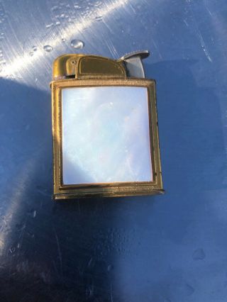 Vintage Art Deco Mother Of Pearl Mop Evans Gold Tone Automatic Lighter