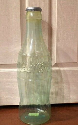 Vintage Coca Cola Large 23 1/2 " Coke Bottle Green Plastic Bottle Bank