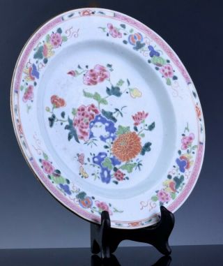 Fine 18thc Chinese Qianlong Famille Rose Enamel Floral Landscape Porcelain Plate
