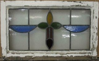 Midsize Old English Leaded Stained Glass Window Colorful Abstract 23.  5 " X 14.  5 "