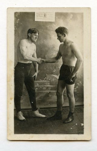 9 Old Photo Antique Affectionate Sports Boy Buddies Strongman Snapshot Gay