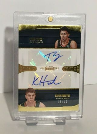 Trae Young Kevin Huerter 2018 - 19 Panini Dominion Dual Rookie Auto Gold /10 Hawks