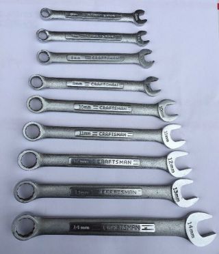 Vintage Craftsman 9 Piece Metric Combination Wrench Set 6mm - 14mm Forged In Usa