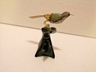 Vintage Chinese Cloisonne Brass Enamel Bird On Tree Mini Statue Figurine 101