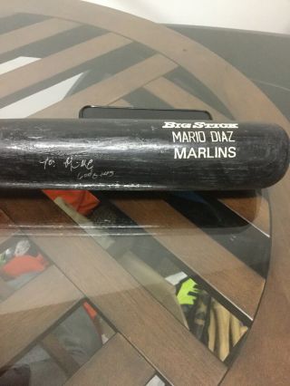 Florida Marlins Mario Diaz Signed Autographed Game Bat