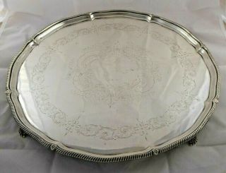 Huge Smart Antique Victorian Solid Sterling Silver Salver Tray 1895 1378g