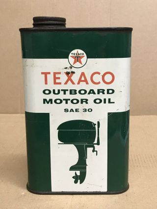 Vintage Texaco Outboard Motor Oil Quart Can Empty