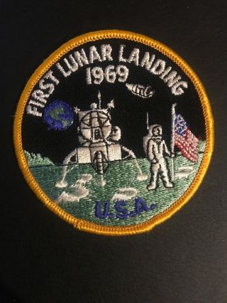 Nasa Vintage Patch Apollo 11 - First Lunar Landing 1969 - Usa Astronaut - 3 "
