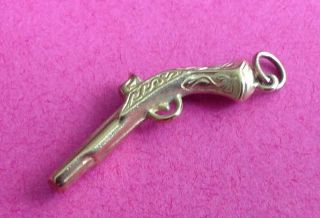 Vintage 9ct Gold Charm Old Fashioned Pistol.