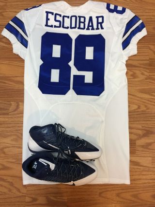 Gavin Escobar Dallas Cowboys Game Issued Worn Jersey Cleats