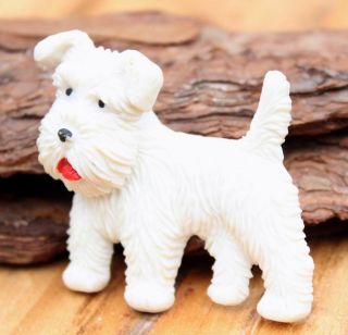 Vintage Celluloid Dog Brooch Pin White Terrier 50s Costume Jewellery Retro 1950s